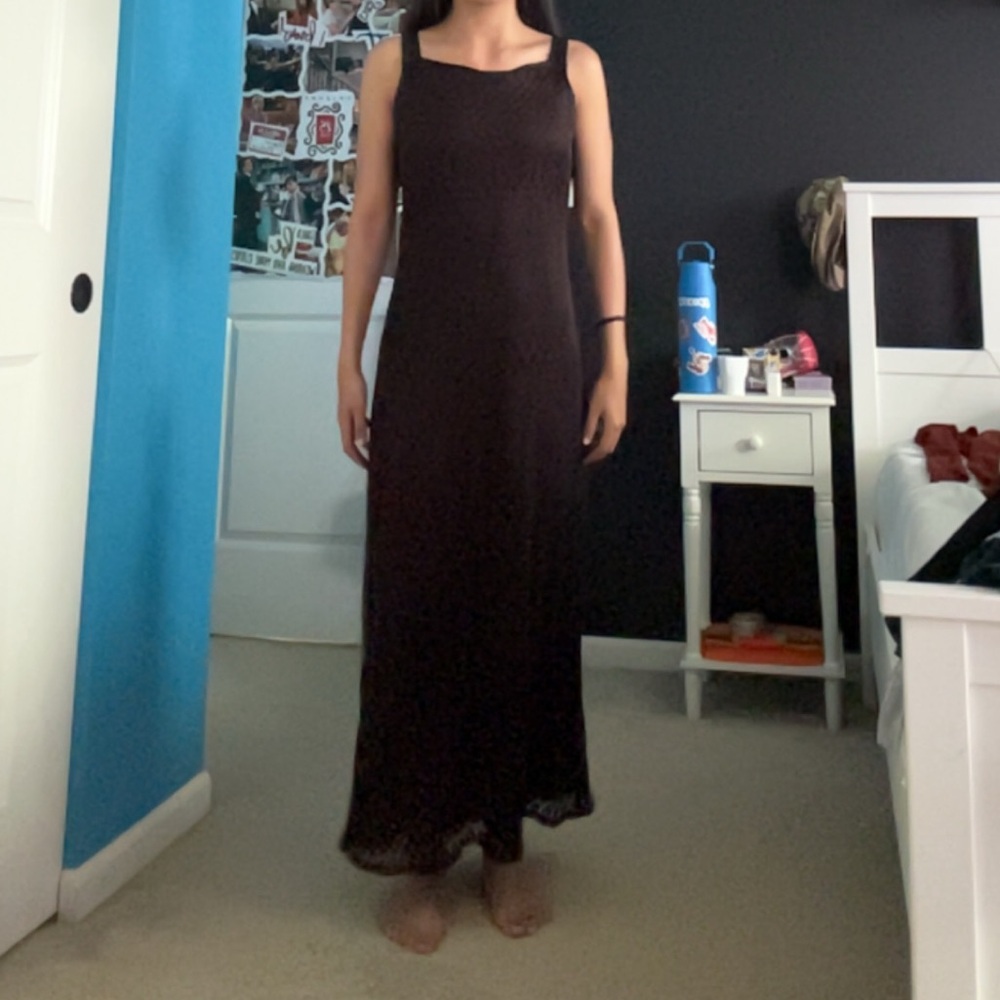 Black Square Neck Sleeveless Maxi Dress